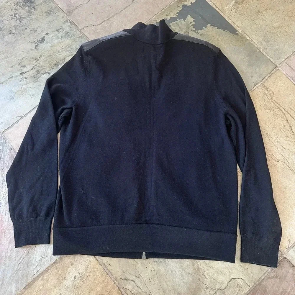 Banana Republic Black Faux Leather Front Bomber Jacket Moto Luxury Size Large